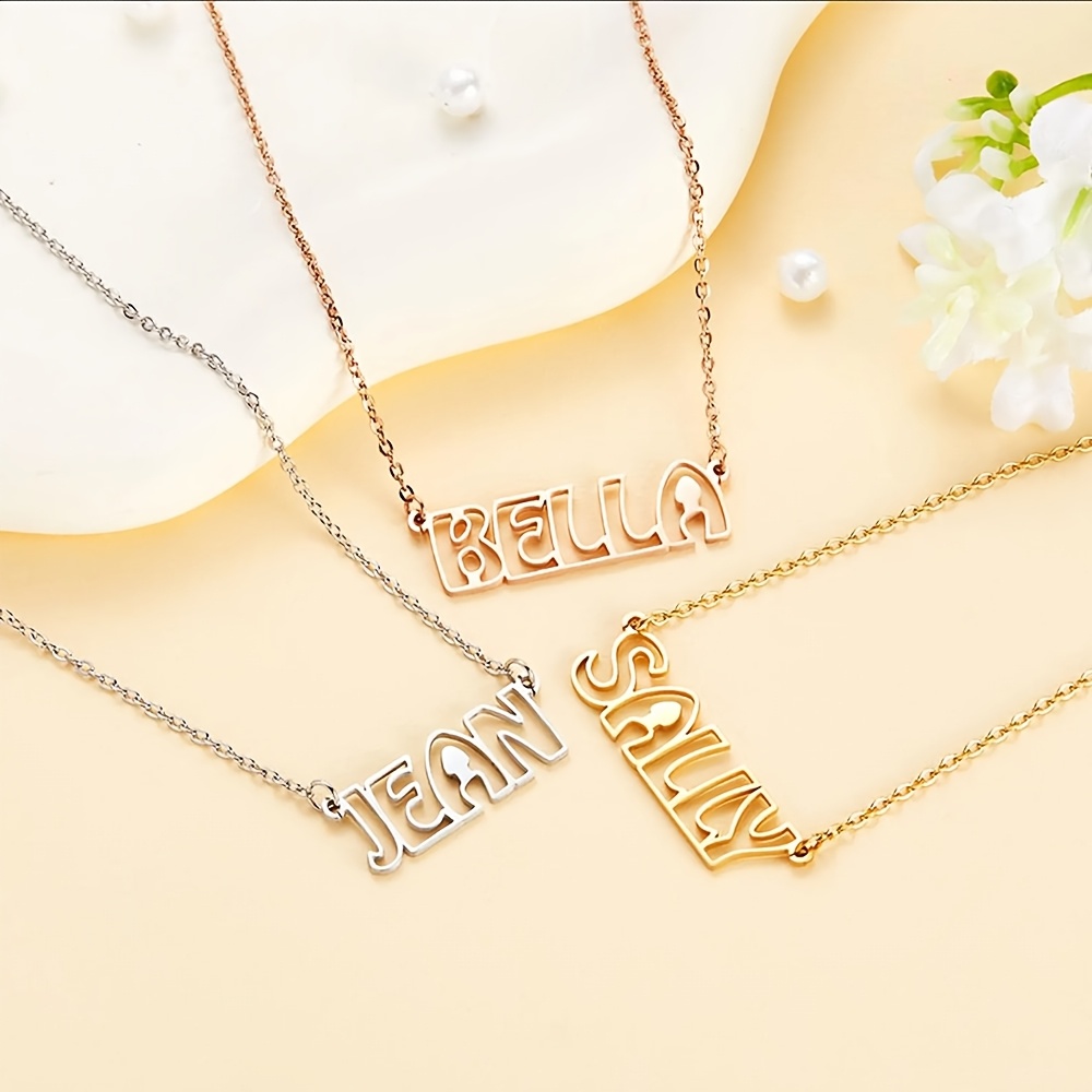 Personalized 304L Stainless Hollow-out Font Name Necklace